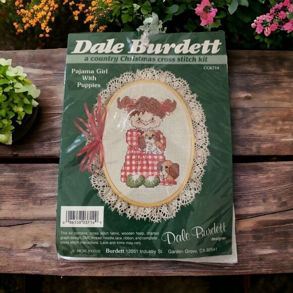 1988 Dale Burdett Cross Stitch Kit Pajama Girl With Puppies CCK714 Cottagecore. - Picture 11 of 12